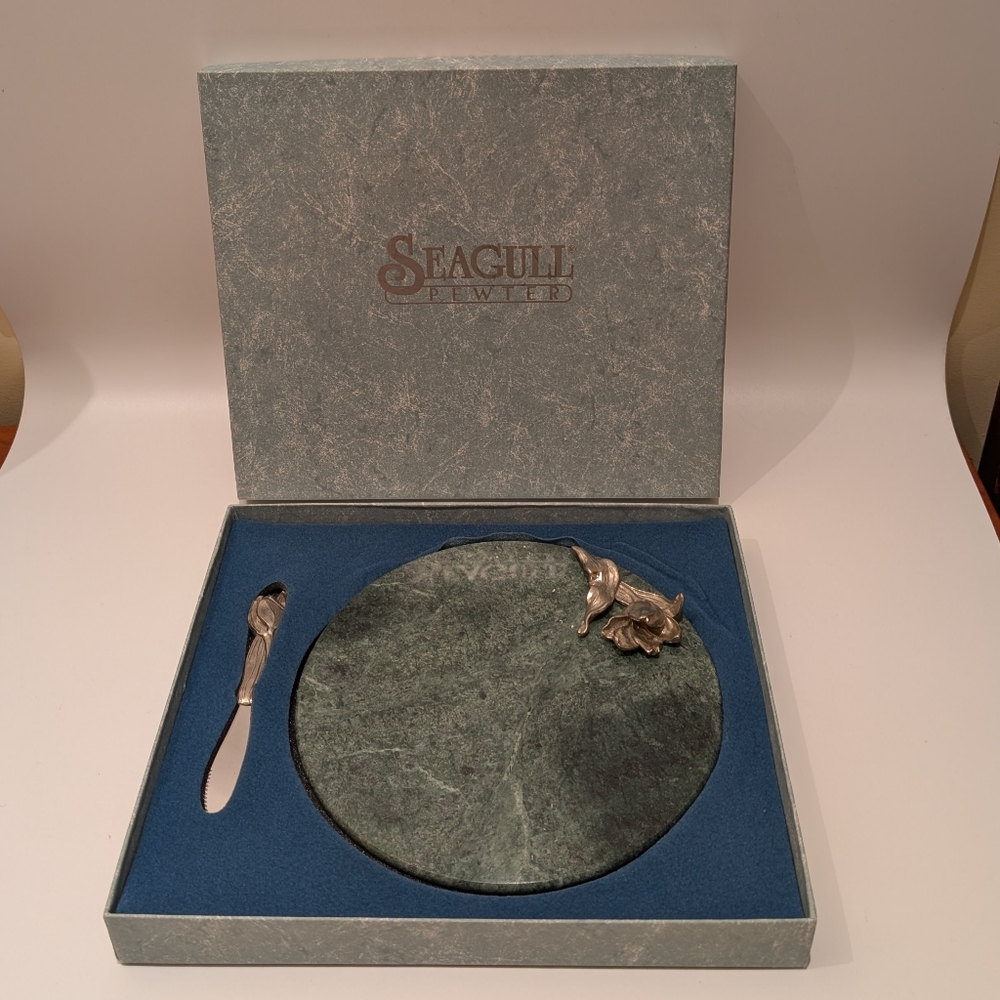 Seagull Pewter Green Serveware Set